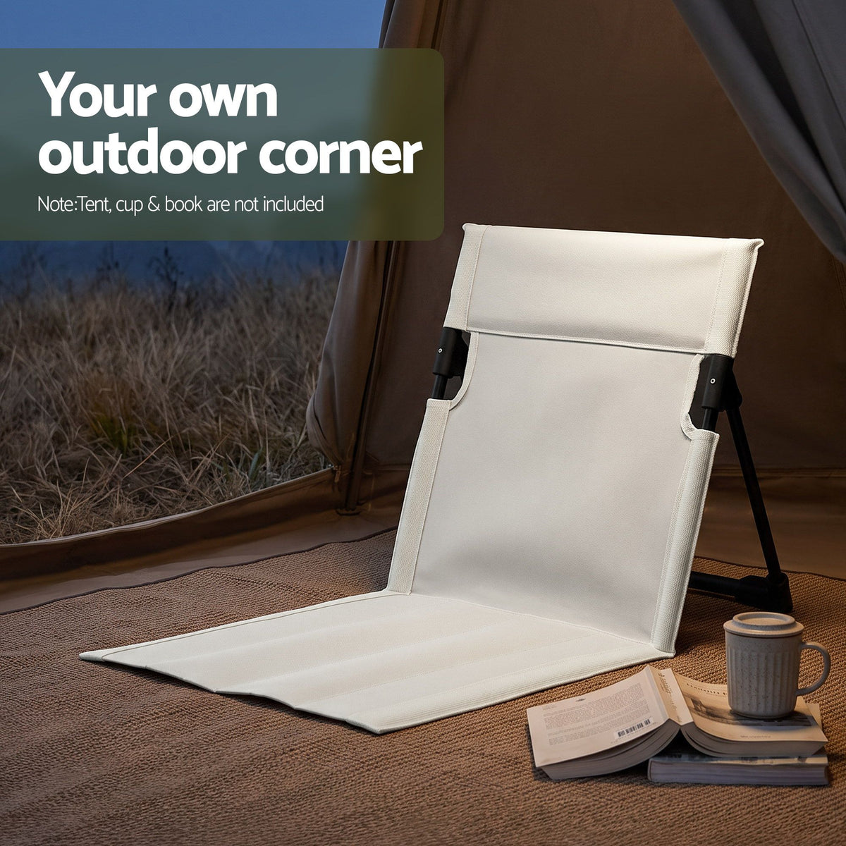 Weisshorn Foldable Camping Chair Oxford Aluminum Alloy Backrest Beige.