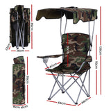 Weisshorn Camping Chair With Canopy Folding Outdoor Portable Seat Lightweight Beach Picnic Fishing Capacity 120KG Army Green