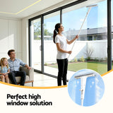 Giantz Window Cleaner Mirror Car, Spray Scrub Squeegee 136cm Extendable Long Handle with Water Tank 3 Microfiber Pads, Glass Scrubber for High Windows Home Car Mirror, White