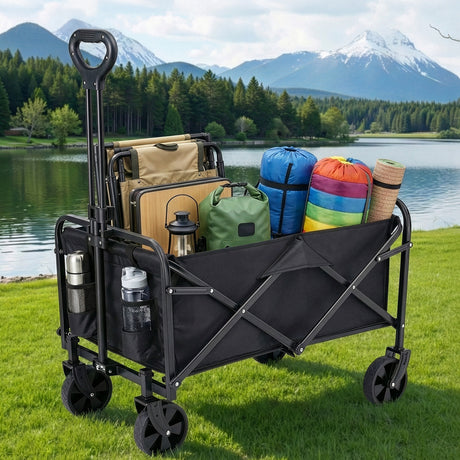Gardeon black folding garden cart, foldable.