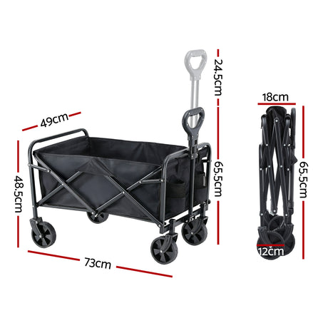Gardeon black folding garden cart, foldable.