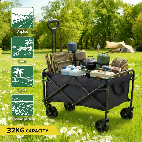 Gardeon black folding garden cart, foldable.