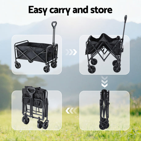Gardeon black folding garden cart, foldable.