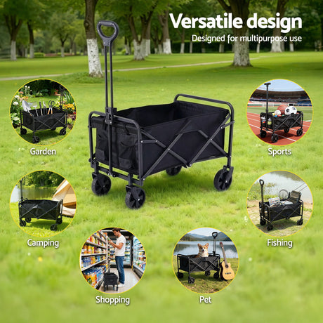 Gardeon black folding garden cart, foldable.