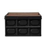 Gardeon Collapsible Outdoor Storage Box 50L Stackable Folding Camping Organizer Plywood Lid Black
