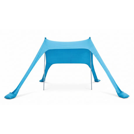 Blue portable beach tent, supplied with a carry bag.