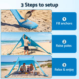 Weisshorn Camping Tent Beach Tent Canopy Sun Shelter Portable Blue
