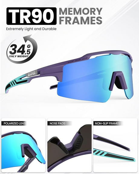 OutdoorMaster Hawk II polarised sports sunglasses, blue frame, revo blue Cat.3