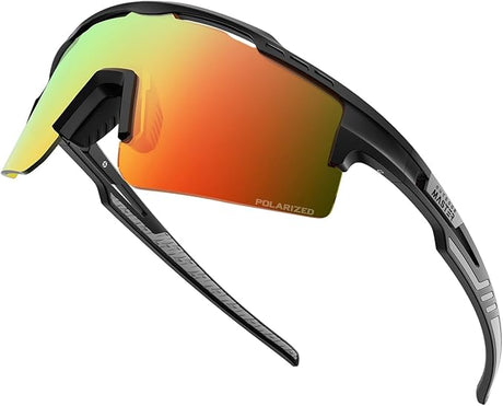 OutdoorMaster Hawk II polarised sports sunglasses, black frame, revo blue Cat.3