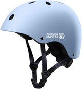 OutdoorMaster Youth & Kids Bike Helmet - Adjustable Multi-Sports Skateboard Helmet with Removable Liners for Balance Bike, Toddler Scooter, One Wheel Hoverboard-Light Blue-Large