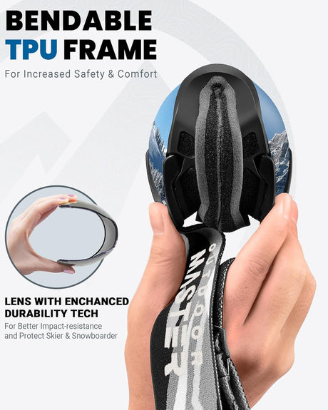 OutdoorMaster Ski Goggles with Cover Snowboard Snow Goggles OTG Anti-Fog -100% UV Protection-OM-18.