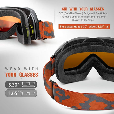 OutdoorMaster OTG Ski Goggles Over Glasses Ski/Snowboard Goggles for Men, Women & Youth 100% UV Protection-OM-5.