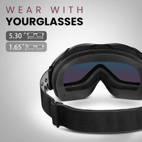 OutdoorMaster OTG Ski Goggles Over Glasses Ski/Snowboard Goggles for Men, Women & Youth 100% UV Protection-OM-5.
