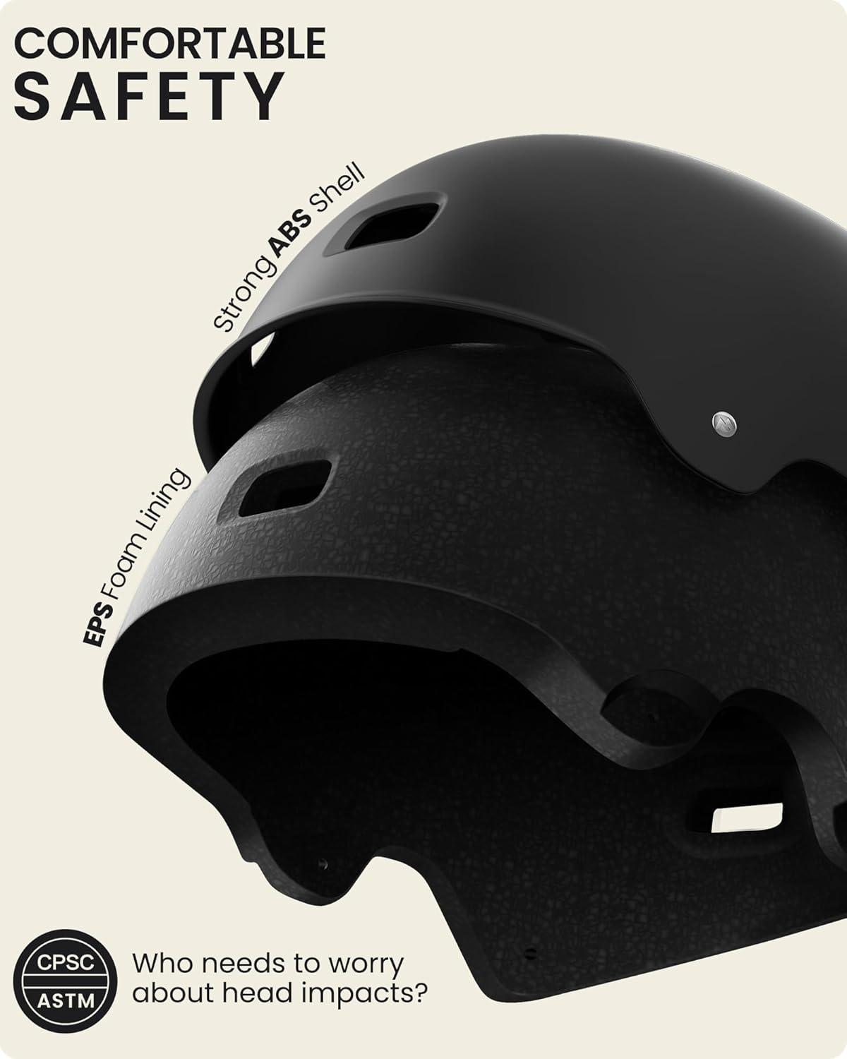OutdoorMaster Skateboard Cycling Helmet - Two Removable Liners Ventilation Multi-Sport Scooter Roller Skate Inline Skating Rollerblading for  Adults-Black-Small
