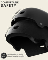 OutdoorMaster Skateboard Cycling Helmet - Two Removable Liners Ventilation Multi-Sport Scooter Roller Skate Inline Skating Rollerblading for  Adults-Black-Small