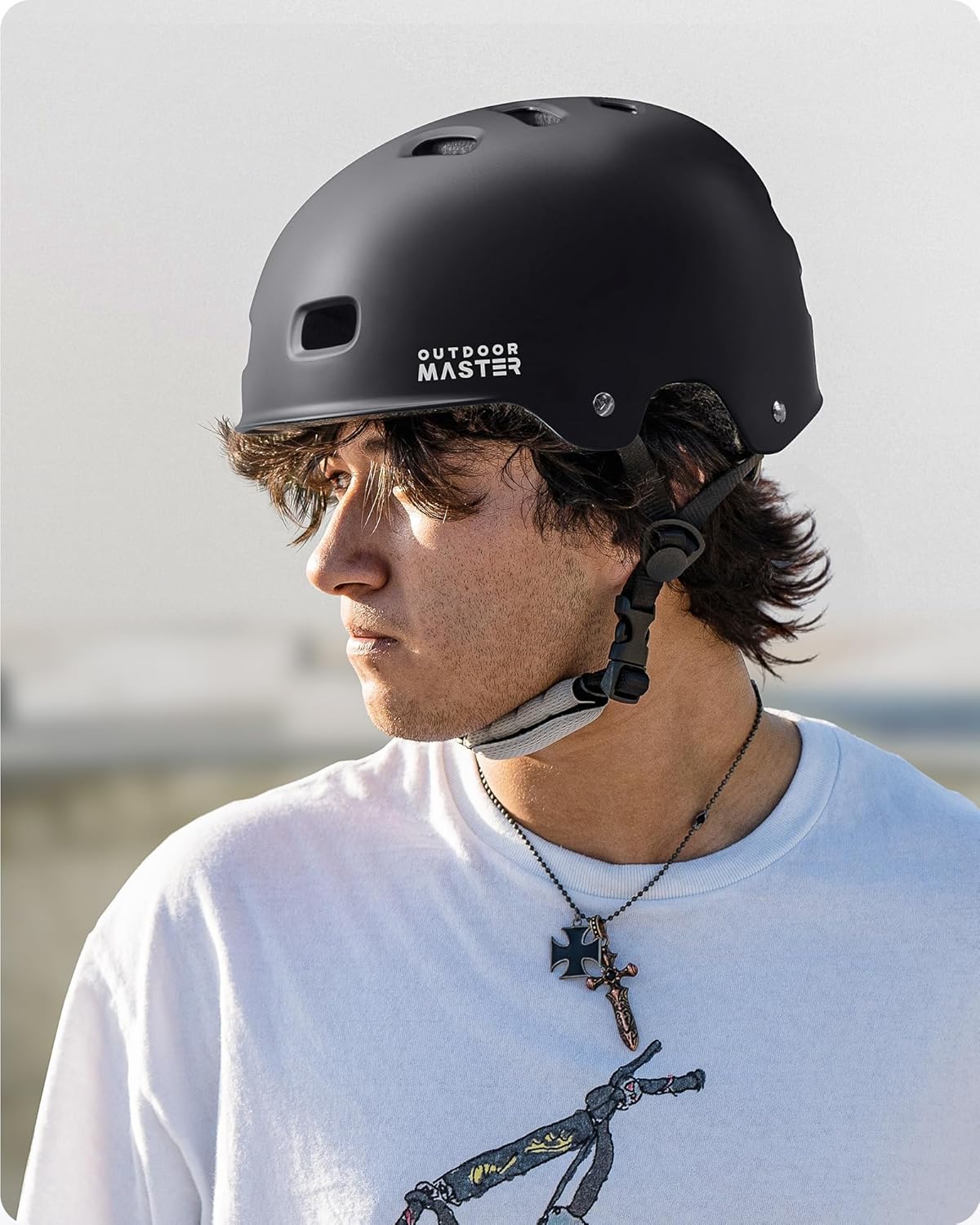 OutdoorMaster Skateboard Cycling Helmet - Two Removable Liners Ventilation Multi-Sport Scooter Roller Skate Inline Skating Rollerblading for  Adults-Black-Small