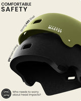 OutdoorMaster Skateboard Bike Helmet for Adults &Youth - Multi-Sport Certified Impact Resistant with 2 Removable Liners & Ventilation for Scooter-Matte Adventure Green- Skating-White-Medium