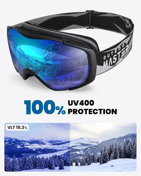 OutdoorMaster Ski Goggles with Cover Snowboard Snow Goggles OTG Anti-Fog -100% UV Protection-OM-18.
