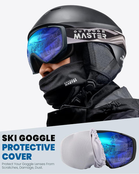 OutdoorMaster Ski Goggles with Cover Snowboard Snow Goggles OTG Anti-Fog -100% UV Protection-OM-18.