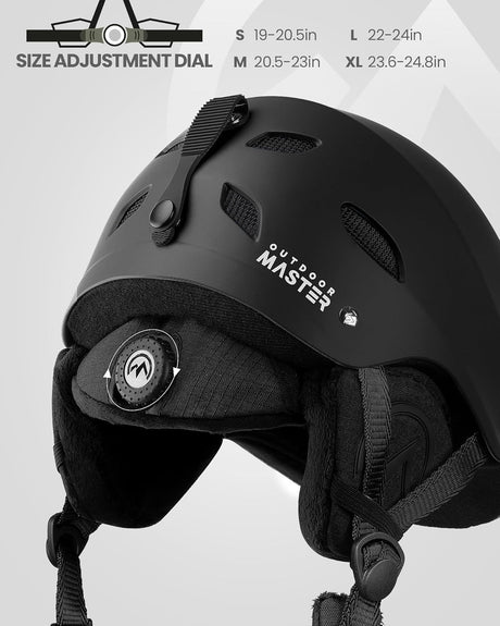 OutdoorMaster Kelvin Ski Helmet with Astm Certified Safety, 9 Options for Men, Women & Youth-White,Large.