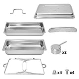Alston 9L Chafing Dish Set, Premium 410 Stainless Steel Buffet Warmer, Bain Marie Food Server with Fuel Holders & Lid, Stackable Catering Equipment for Hotels, Parties, Weddings & Banquets, Silver