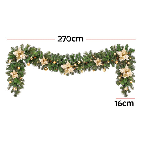 Another view of the 2.7m pre-lit garland, 200 branch tips.