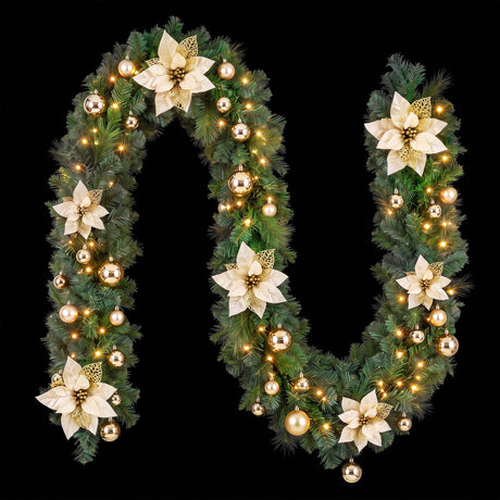 Another view of the 2.7m pre-lit garland, mains powered with a transformer.