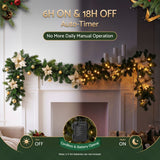 Jingle Jollys 2.7M Christmas Garland 8 Mode LEDs Timing 200 Tips Flowers Balls