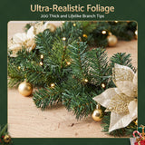 Jingle Jollys 2.7M Christmas Garland 8 Mode LEDs Timing 200 Tips Flowers Balls
