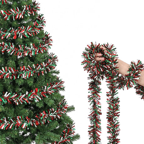 Christmas tinsel garland 20 metres long in mixed colours.