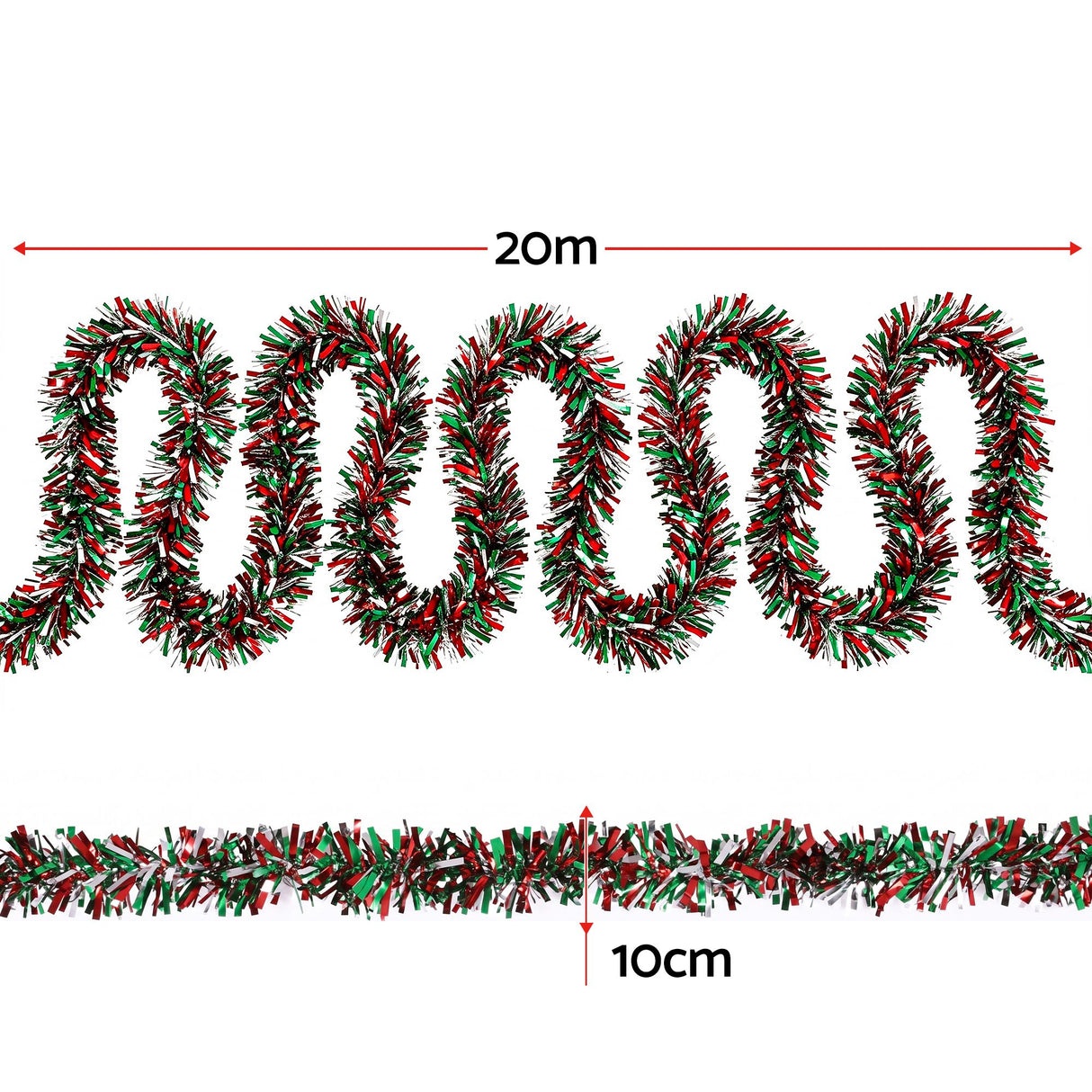 Jingle Jollys 20M Christmas Tinsel Garland Mixed Colors Xmas Party Decoration