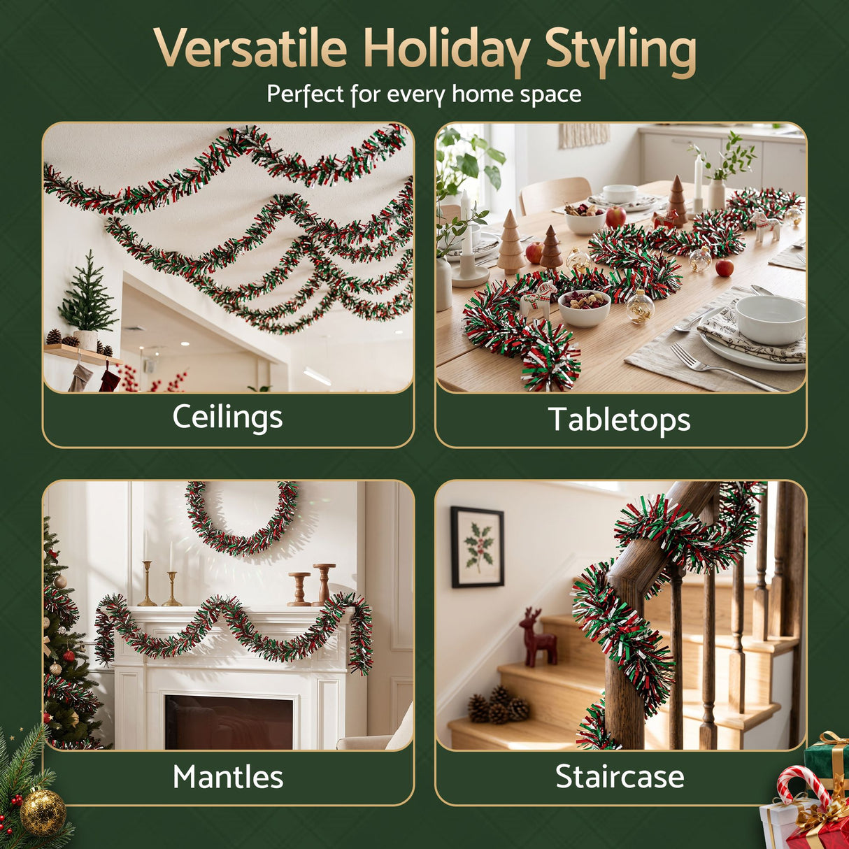 Jingle Jollys 20M Christmas Tinsel Garland Mixed Colors Xmas Party Decoration