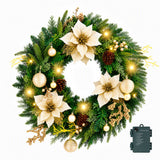 Another view of the 60cm gold flower wreath, for indoor or outdoor use.