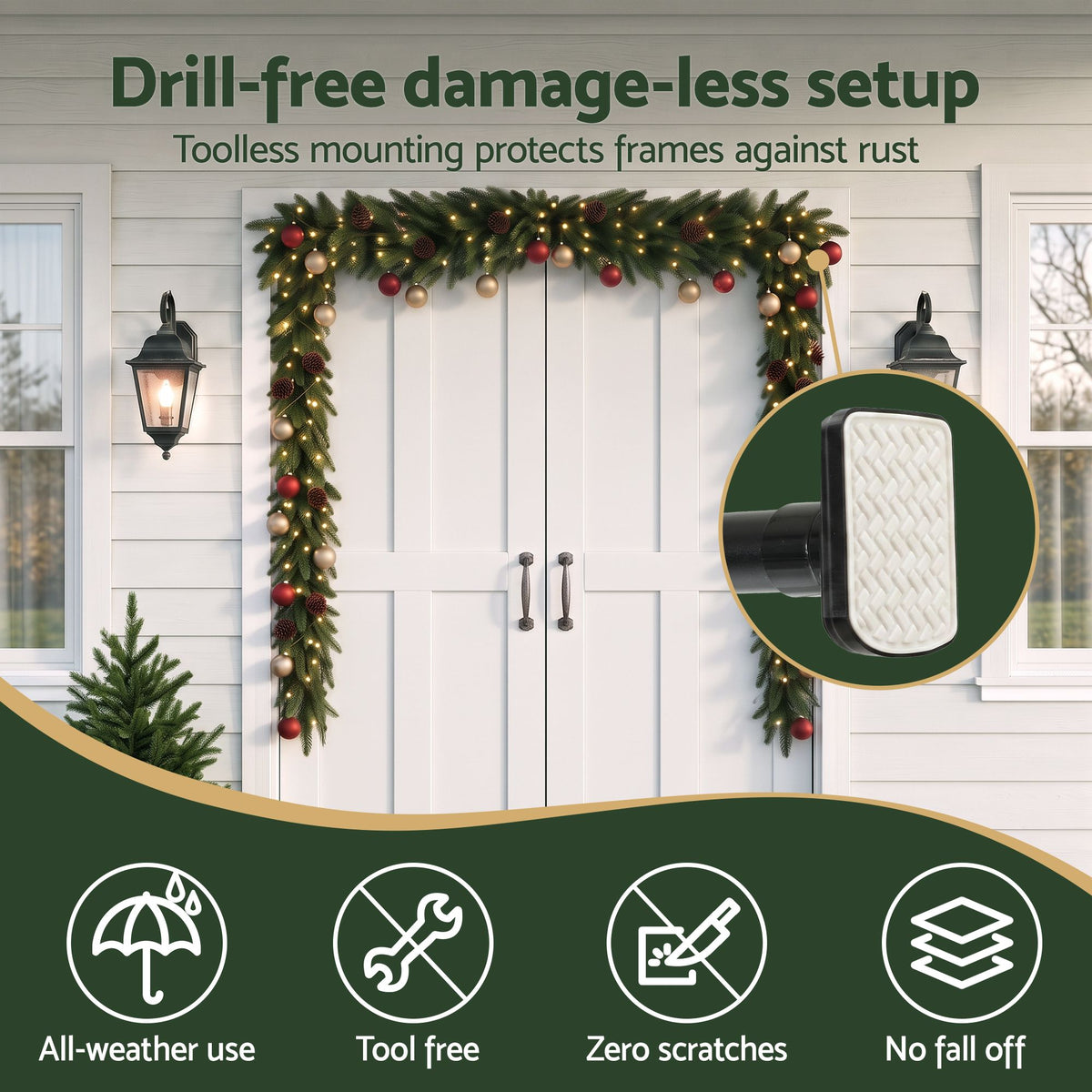 The over-door wreath hanger shown again, for indoor or outdoor use.