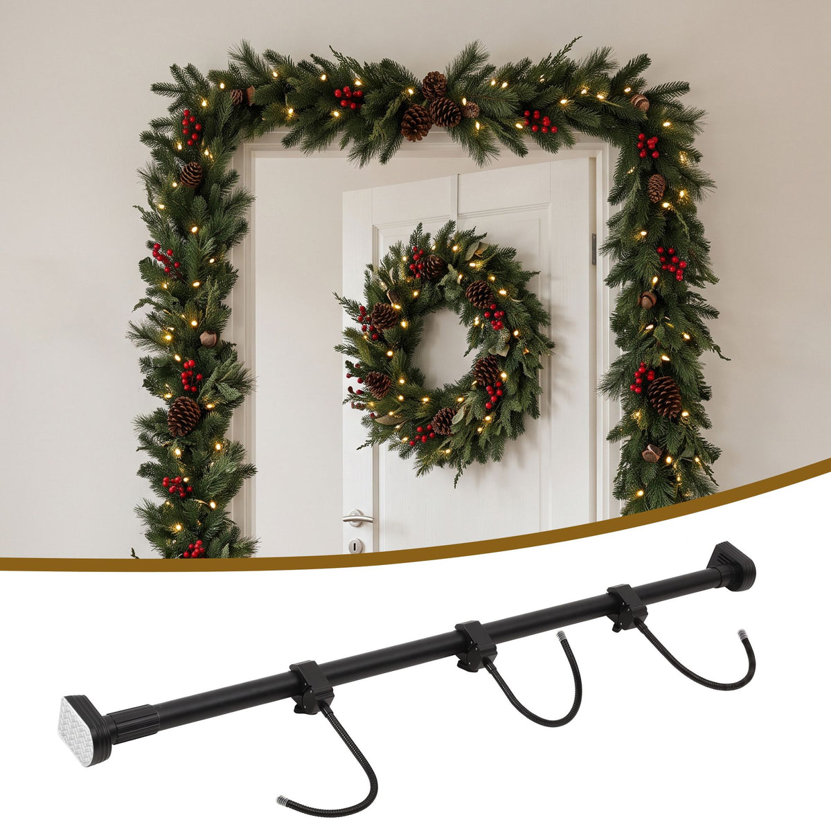 Further view of the over-door wreath hanger, for indoor or outdoor use.