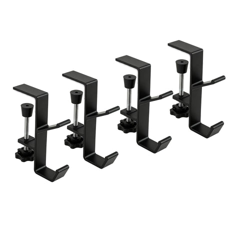 Four two-in-one garland and stocking hooks that need no drilling.