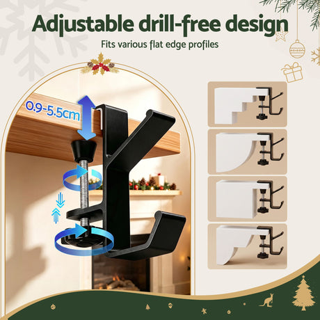 The four garland and stocking hooks shown again, for indoor use.