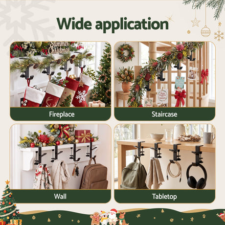 Four garland and stocking hooks, for indoor use.