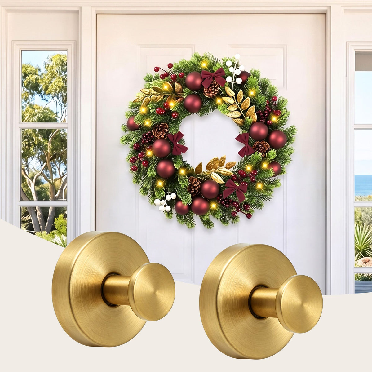 The two stainless steel wreath hooks shown again.