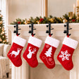Jingle Jollys Christmas Stocking Set 4 Velvet Stockings 46.5cm & 4 No-Drill Holders.