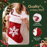 Jingle Jollys Christmas Stocking Set 4 Velvet Stockings 46.5cm & 4 No-Drill Holders.