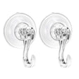 Two heavy duty suction cup hooks for hanging a wreath on glass, rated to 5kg.