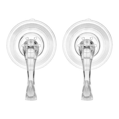 Another view of the two suction cup hooks, needing no tools.