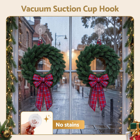 The two suction cup hooks shown again, for indoor or outdoor use.