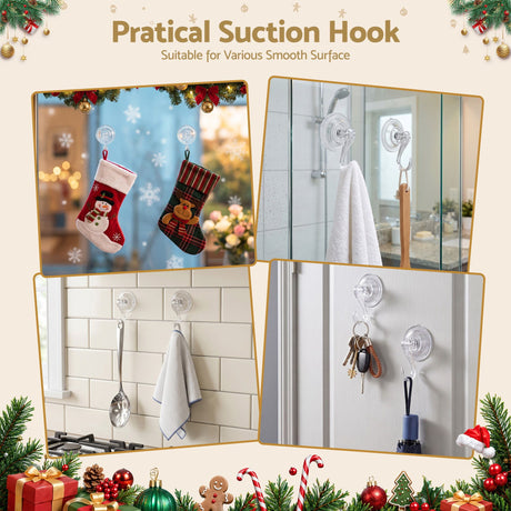 Further view of the two suction cup hooks, for indoor or outdoor use.