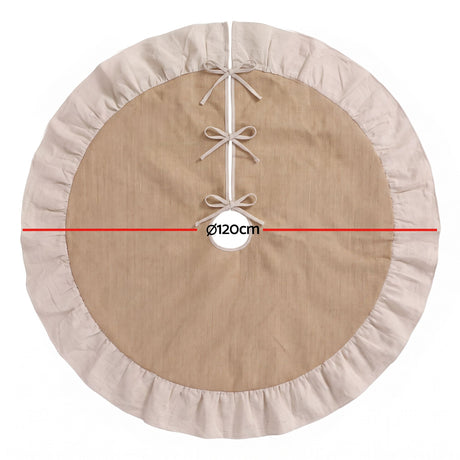Another view of the 120cm linen tree skirt, for indoor use.