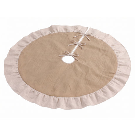 Another view of the 120cm linen tree skirt, machine washable.