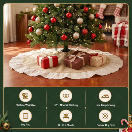 The 120cm linen tree skirt shown again, for indoor use.
