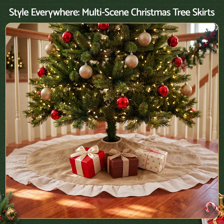 120cm linen tree skirt, for indoor use.