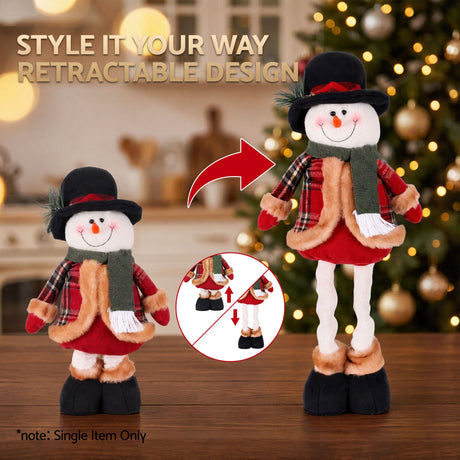 Telescopic snowman ornament, for indoor use.